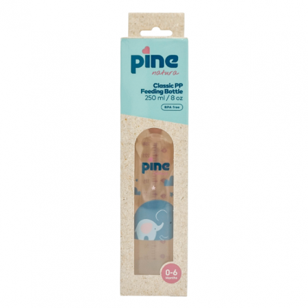 Hranire - Biberon Clasic cu tetină nr. 1, 0-6 luni, Roz x 250ml Pine Natura x 1 buc