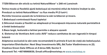Biberon de sticlă Lansinoh - 240 ml. [12]