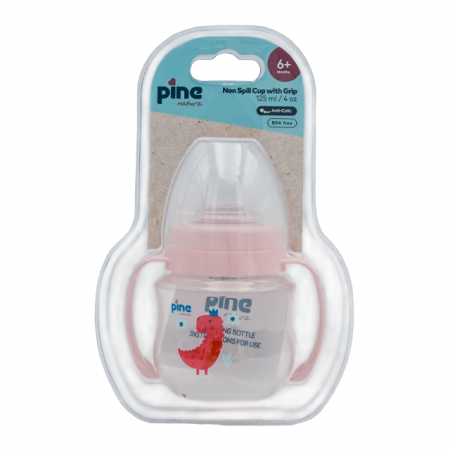 Diversificare - Cana anticolici cu maner, 6 luni+, Roz x 125ml Pine Natura x 1 buc