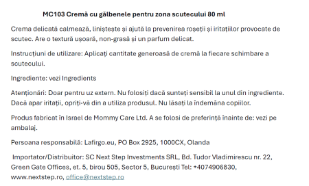 Cremă cu Gălbenele pentru zona scutecului Mommy Care - 80 ml. [1]