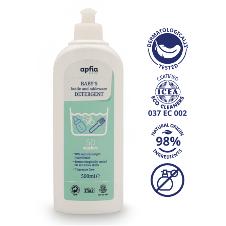 Biberoane & Suzete - Detergent lichid pentru biberoane și veselă, Natural, Fără parfum, 50 spălări, 500 ml Apfia Care