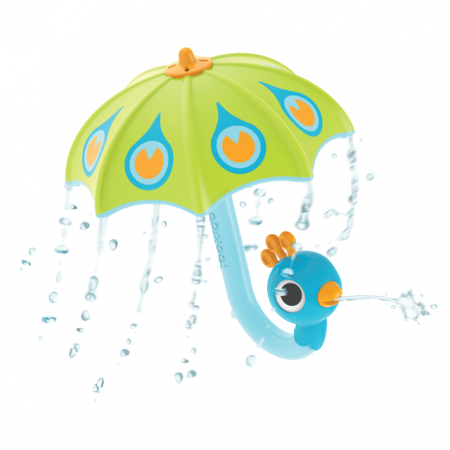 Jucarii de baie - Jucărie de baie Umbrelă - Păunul Jucăuș, Verde, 18 luni+, Yookidoo