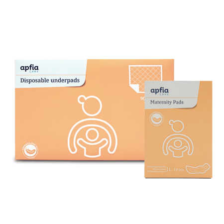 Aleze - Kit: aleze de unica folosinta 60x90 cm x10buc, tampoane postnatale L x10buc, Apfia Care