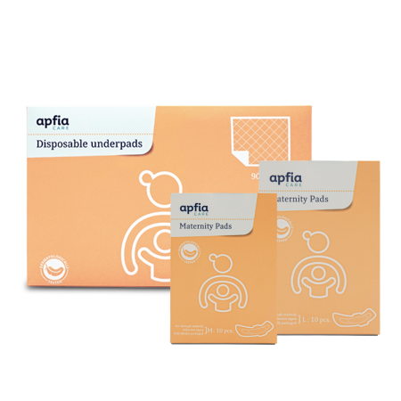 Aleze - Kit: aleze de unica folosinta 60x90 cm x10buc, tampoane postnatale Lx10buc, tampoane postnatale M x10buc, Apfia Care