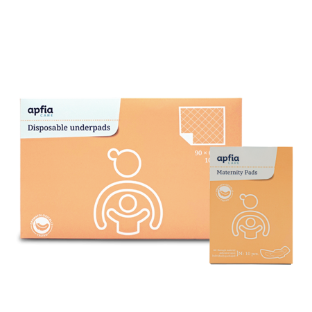 Aleze - Kit: aleze de unica folosinta 60x90 cm x10buc, tampoane postnatale M x10buc, Apfia Care