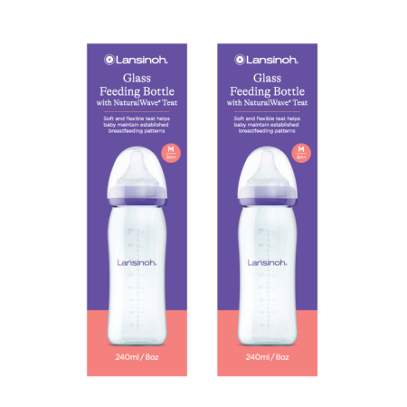 Kituri - Kit: biberon din sticla 240 ml x2buc, Lansinoh