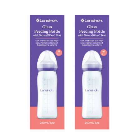 Kituri - Kit: biberon din sticla 240 ml x2buc, Lansinoh