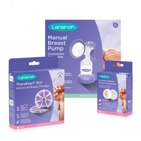 Alaptare - Kit: Soothies compresa pentru mameloane x2buc, compresa pentru san cald & rece x 2buc, pompa manuala, Lansinoh