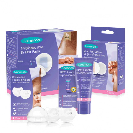 Alaptare - Kit: HPA lanolin x40ml, tampoane pentru san x24buc, Soothies compresa pentru mameloane x2buc, protectoare pentru mameloane 24mm x 2buc