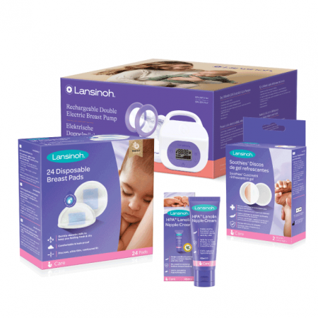 Kituri - Kit: HPA lanolin x40ml, tampoane pentru san x24buc, Soothies compresa pentru mameloane x2buc, pompa de san electrica dubla reincarcabila, Lansinoh
