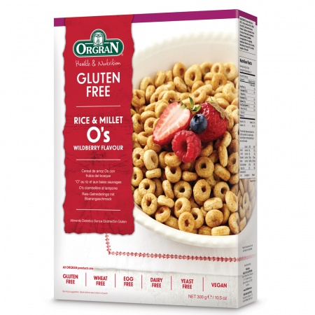 Alimente fara gluten - Orgran - cereale din orez și mei cu aromă de fructe de pădure fără gluten x 300g