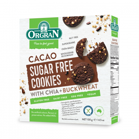 Alimente fara gluten - Biscuiți fără zahăr cu cacao fără gluten Orgran - 130 g.