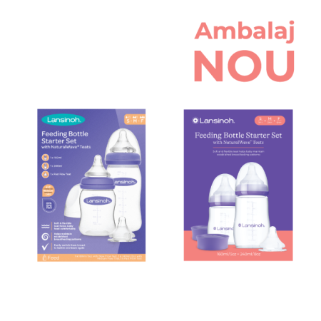 Hranire - Pachet Starter Biberoane cu tetină NaturalWave® Lansinoh - 160 ml + 240 ml