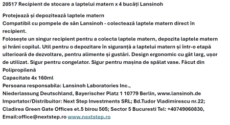Recipient de stocare a laptelui matern Lansinoh (4 buc.) [4]