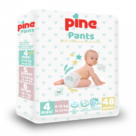 Ingrijire Bebe - Scutece tip chilot pentru bebeluși Pine Pants - Pachet Advantage - Pine Maxi 9-15 kg x 48 buc