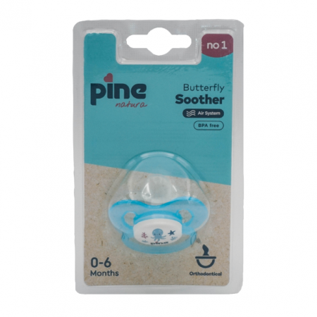 Hranire - Suzeta tip fluture, Albastru, model Caracatita, nr. 1, Pine Natura x 1 buc