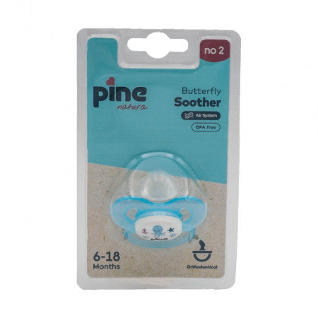 Hranire - Suzeta tip fluture, Albastru, model Caracatita, nr. 2, Pine Natura x 1 buc