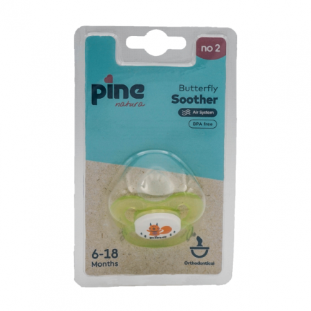 Hranire - Suzeta tip fluture, Verde, model Veverita, nr. 2, Pine Natura x 1 buc