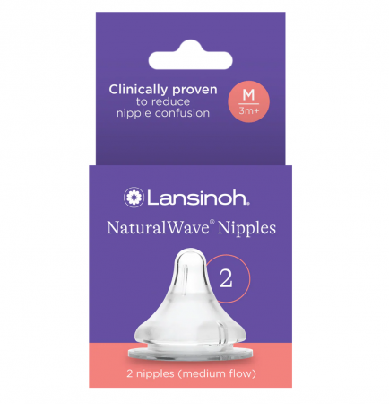 LANSINOH - Tetină cu flux mediu NaturalWave® M, Lansinoh - 2 buc.