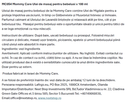 Ulei de masaj pentru bebeluși Mommy Care - 100 ml. [1]