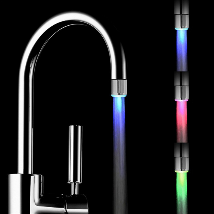 Cap robinet cu LED si senzor de temperatura, iluminare in 3 culori in functie de temperatura apei [1]