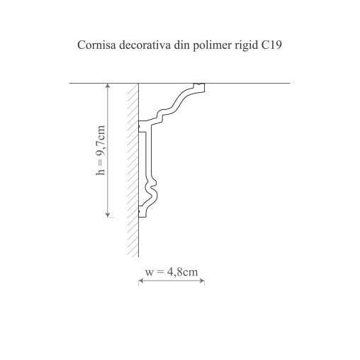 Cornisa decorativa din poliuretan flexibil C19F - 9.7x4.8x200 cm [2]
