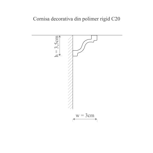 Cornisa decorativa din polimer rigid C20 - 3x3.5x200 cm [2]