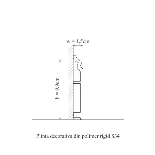 Plinta decorativa din polimer rigid S34 - 9.9x1.5x200 cm [2]