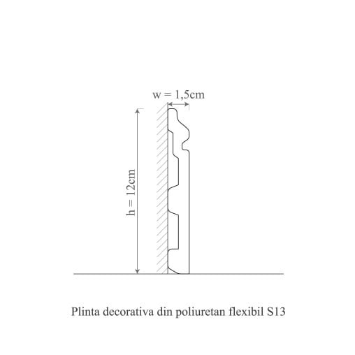 Plinta decorativa din poliuretan flexibil S13F - 12x1.5x200 cm [2]