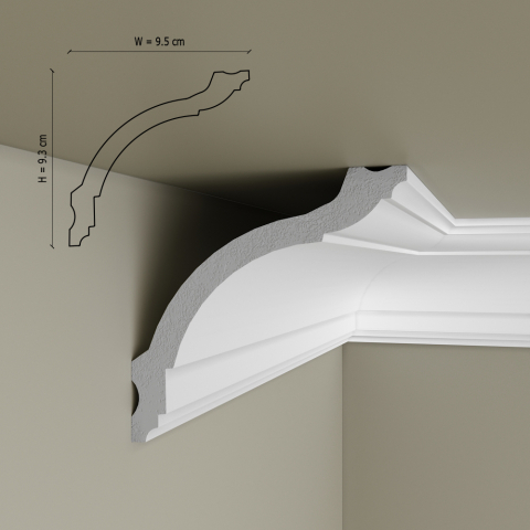 Cornise - Cornisa decorativa din polimer rigid C17 - 9.3x9.5x200 cm