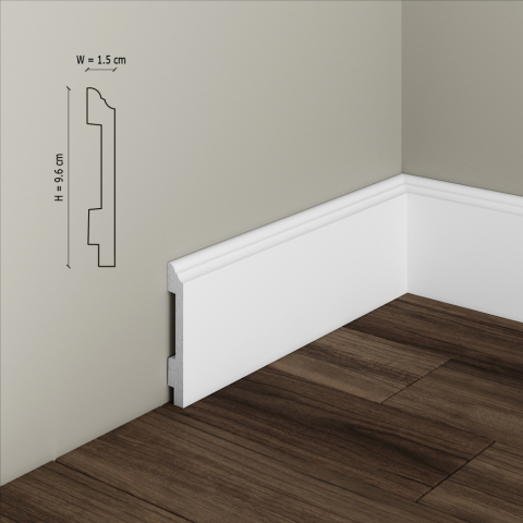 Plinte - Plinta decorativa din polimer rigid S18 - 9.5x1.4x200 cm