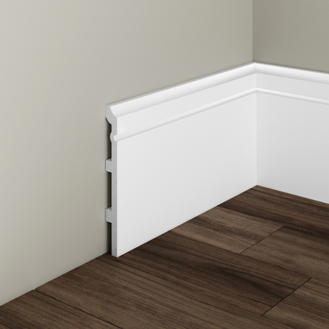 Profile decorative de interior - Plinta decorativa din polimer rigid S25 - 16x1.5x200 cm
