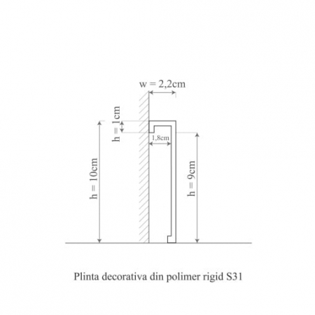 Plinta decorativa din polimer rigid S31 - 10x2.2x200 cm [2]
