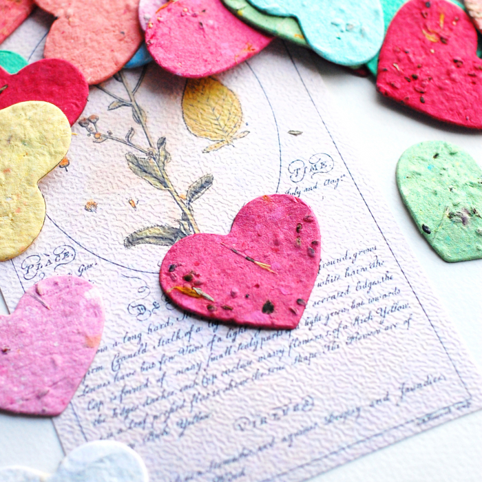 Martisor inima hartie plantabila cu seminte si petale de flori [2]
