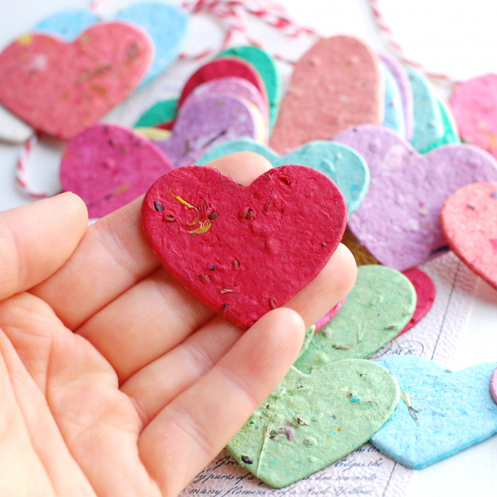 Martisor inima hartie plantabila cu seminte si petale de flori [6]