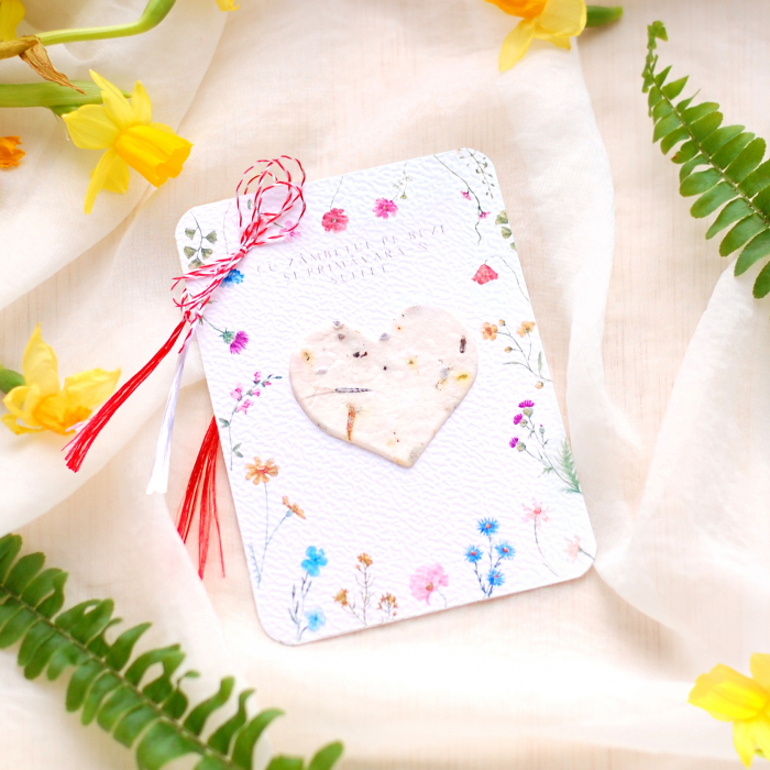 Martisor lalea hartie plantabila cu seminte si petale de flori [4]