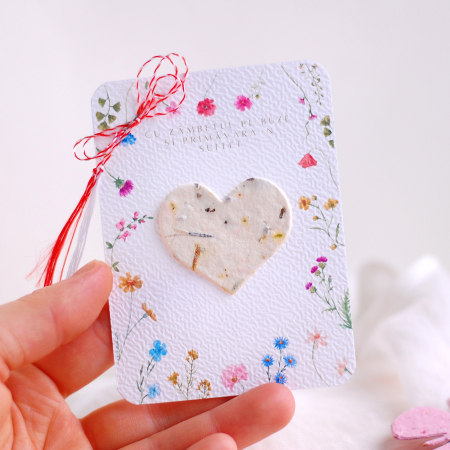 Martisor lalea hartie plantabila cu seminte si petale de flori [1]