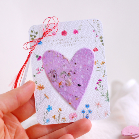 Martisor lalea hartie plantabila cu seminte si petale de flori [2]