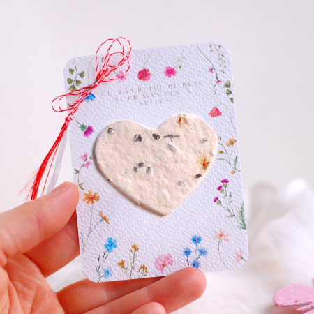 Martisoare - Martisor lalea hartie plantabila cu seminte si petale de flori