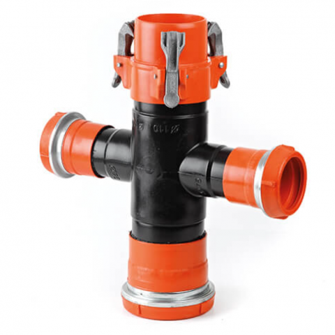 Accesorii tevi asperise - Conector cruce pentru conetarea tevilor de asperise