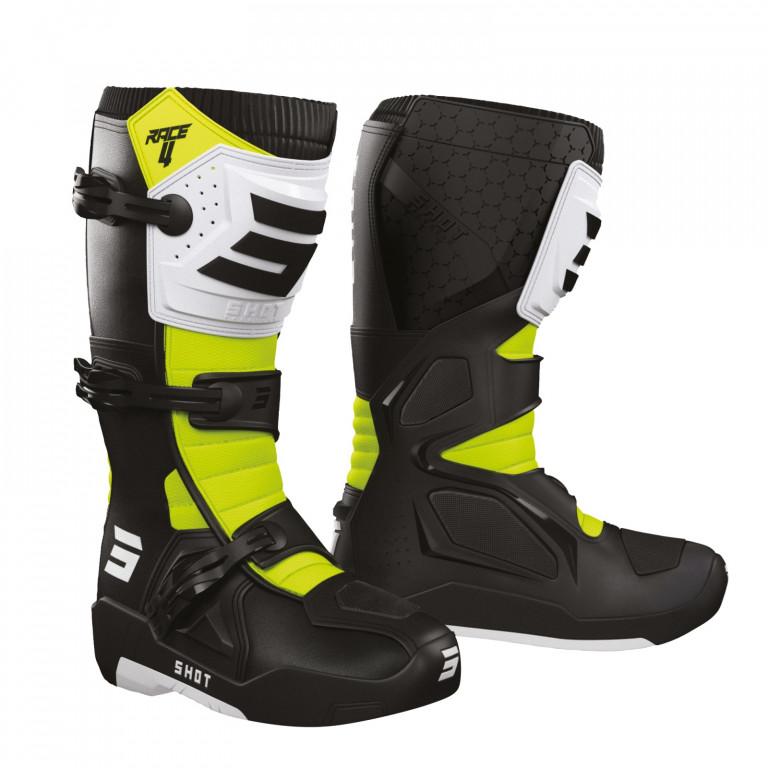 Cizme - Boots SHOT RACE 4 black / white / neon yellow 43