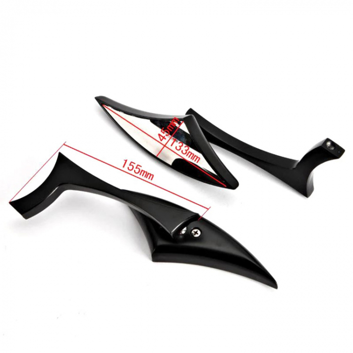 Oglinzi moto custom cruiser chopper bobber crom negru motocicleta [2]