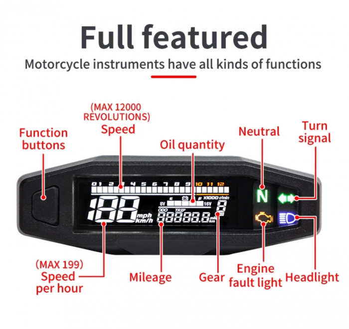 Bord moto led ceas turometru vitezometru [4]