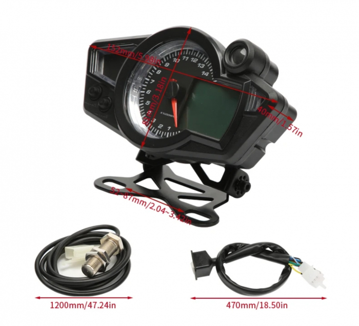 Bord moto universal ceas turometru vitezometru led [2]