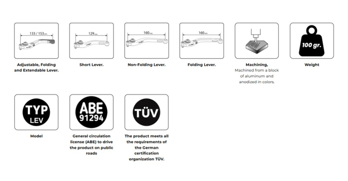 Clutch lever without adapter PUIG 4.0 424NNN extendable folding black/black [7]
