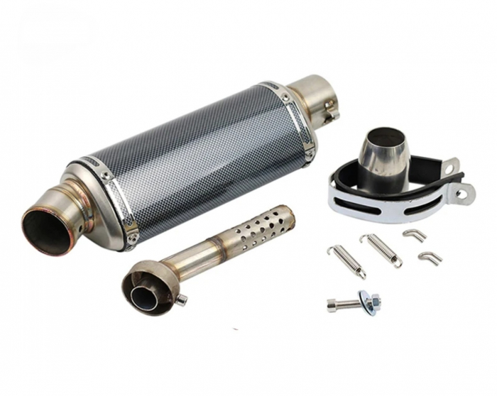 Evacuare triunghiulara sport 37cm carbon titan moto ATV toba esapament [4]