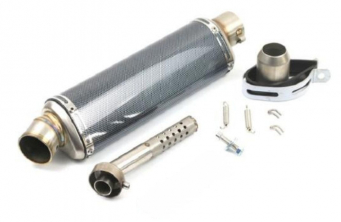 Evacuare sport triunghiulara 44cm carbon titan moto / ATV toba esapament [4]