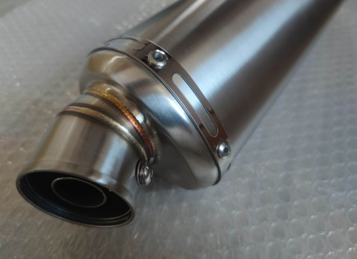 Evacuare sport triunghiulara 44cm carbon titan moto / ATV toba esapament [6]