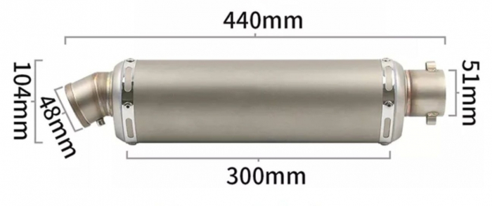 Evacuare sport triunghiulara 44cm carbon titan moto / ATV toba esapament [7]