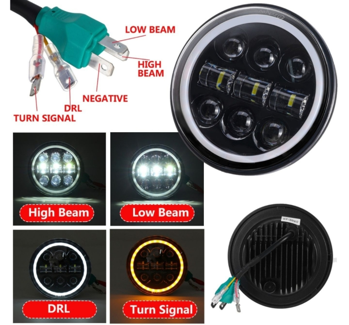 Far led proiector moto drl Harley chopper bobber custom 5,7 inch [6]